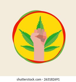 fist hand with marijuana leaf. symbolic concpet - vector illustration
