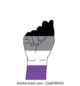 fist hand painted with the asexual flag