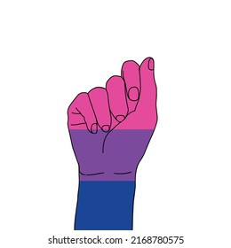 fist hand painted with the bisexual flag