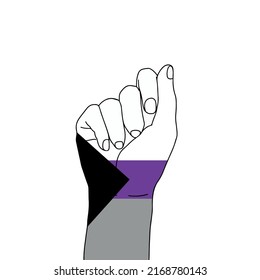 fist hand painted with the demisexual flag