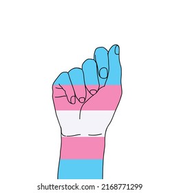 Fist Hand Painted With The Trans Flag