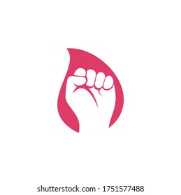 Fist hand power logo. Fist drop shape concept logo design.