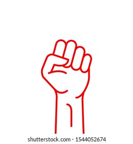 Fist hand power logo. Protest strong fist raised fight icon, rebel illustration.