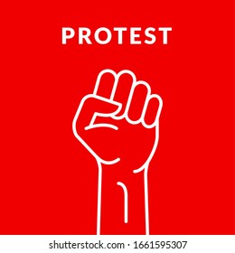 Fausthandlogo. Protest starke Fäuste angehobene Kampfsymbol, Rebellentechnik