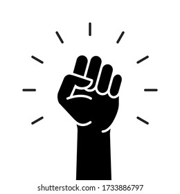 Logo del poder de la mano del puño. Protesta fuerte de puño levantó icono de lucha, ilustración rebelde
