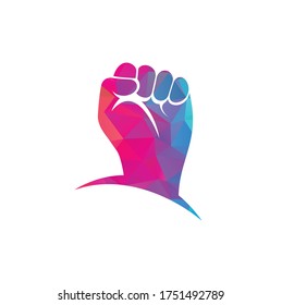 Logo del poder de la mano del puño. Protesta fuerte levantó el logo de la lucha.