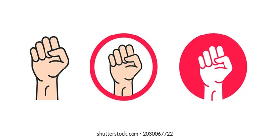 Fist hand power logo. Protest strong fist raised fight icon, rebel illustration