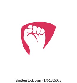 Fist hand power logo. fist shield shape concept logo design
