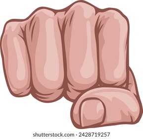 A fist hand punching the in a comic book pop art cartoon illustration style