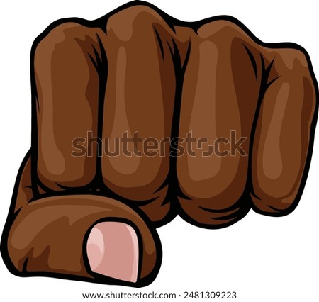 A fist hand punching the in a comic book pop art cartoon illustration style