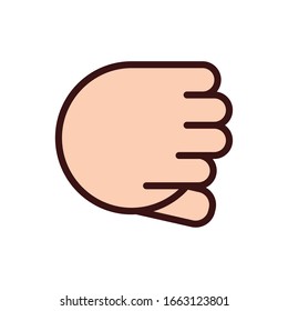 fist hand signal line and fill style icon vector illustration design