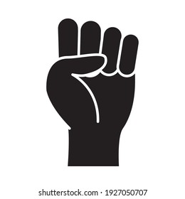 fist hand silhouette style icon design, Manifestation protest and demonstration theme Vector illustration