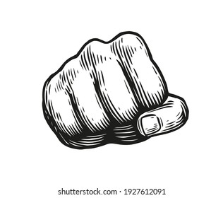 Fist hand vector graphic. Isolated sketch illustration