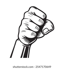 fist hand vector. fist punching through the wall. hands holding each other.