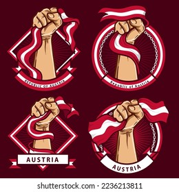 mano de puño con ilustración de la bandera austriaca