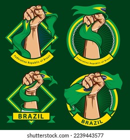 fist hands with brazil flag illustration