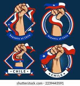 fist hands with chile flag illustration