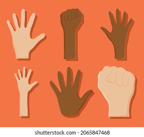 fist and hands icon set design