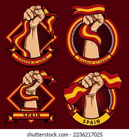 fist hands with spain flag illustration