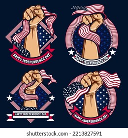 fist hands with united states of america flag illustration