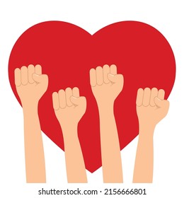  Fist heart shape concept logo design , Strong together logo concept. Vector illustration