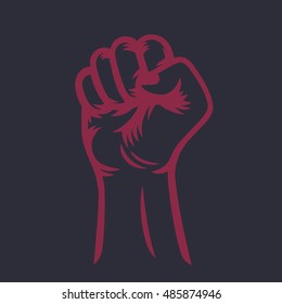 fist held high, raised hand outline, protest symbol