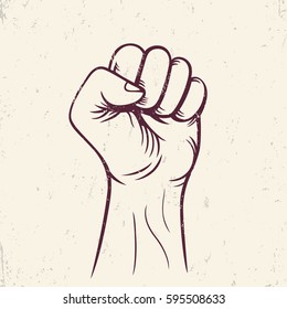 fist held high vector, revolt, protest sign, vector illustration