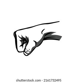 puño golpeando el vector plano blanco negro