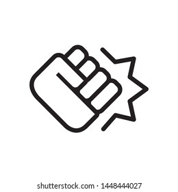 Fist hitting and knock. Silhouette line icon. Vector illustration.