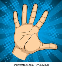 Fist hitting, fist punching in pop art style. Human violence, knuckle and impact, vector illustration