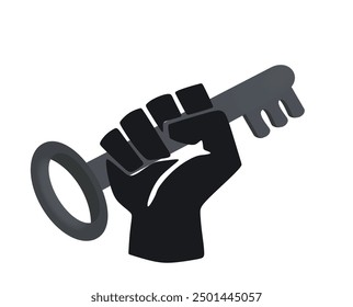 Fist hold old key. vector