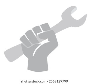 Fist hold wrench key. vector