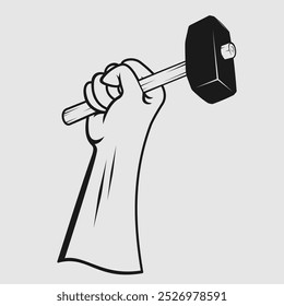Fist holding a hammer. Vector illustration
