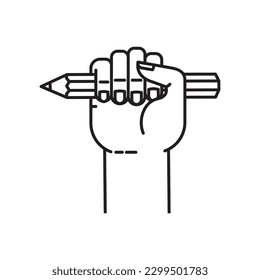 Icono de línea vectorial de la portada de lápiz para los derechos de los escritores Día del 9 de junio