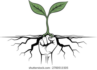 Primero sosteniendo el germinado rompiendo el suelo