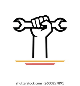 Fist Holding Wrench Vector Design.	
