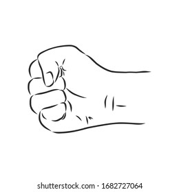fist, human hand, vector sketch illustration