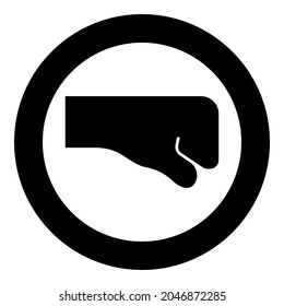Fist icon in circle round black color vector illustration solid outline style image
