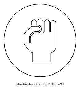 Fist icon in circle round outline black color vector illustration flat style image