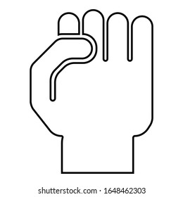 Fist icon outline black color vector illustration flat style image