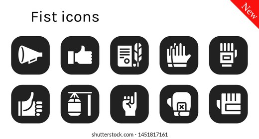 fist icon set. 10 filled fist icons.  Collection Of - Protest, Thumb up, Independence, Gloves, Thumbs up, Punching bag, Promise, Boxing gloves