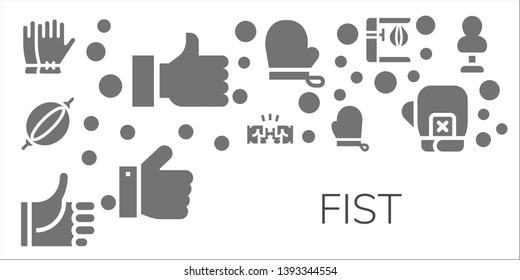 fist icon set. 11 filled fist icons.  Collection Of - Gloves, Thumb up, Punching bag, Fist, Thumbs up, Boxing gloves