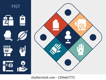  fist icon set. 13 filled fist icons. Simple modern icons about  - Punching bag, Freedom, Glove, Promise, Gloves, Boxing gloves