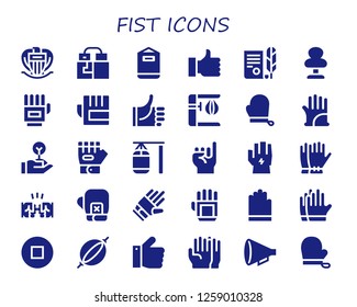  fist icon set. 30 filled fist icons. Simple modern icons about  - Nice, Gloves, Punching bag, Thumb up, Independence, Thumbs up, Freedom, Glove, Promise, Fist, Boxing gloves