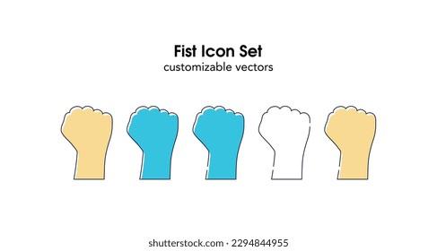 Fist Icon Set Fully Customizable Vectors ,Can be used in any movement or Labour day celebration