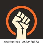 Fist Icon. Simple Flat Raised Fist Black and White Vector Illustration.