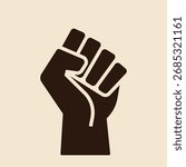Fist Icon. Simple Flat Raised Fist Black and White Vector Illustration.
