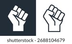 Fist Icon. Simple Flat Raised Fist Black and White Vector Illustration.