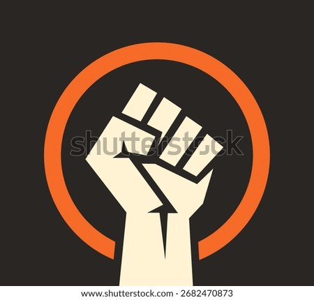 Fist Icon. Simple Flat Raised Fist Black and White Vector Illustration.