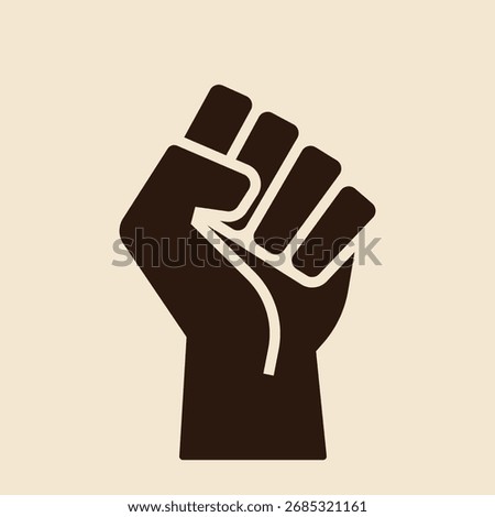 Fist Icon. Simple Flat Raised Fist Black and White Vector Illustration.